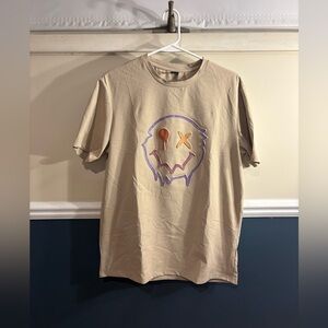 SHEIN Tan Smiley Graphic Tee, Custom Painted, Men’s Size Medium